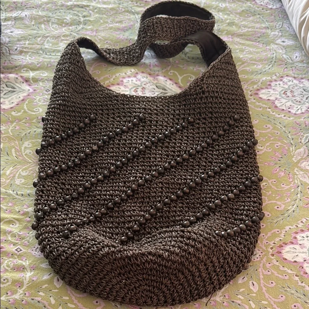 Elegant Brown Woven Shoulder Bag